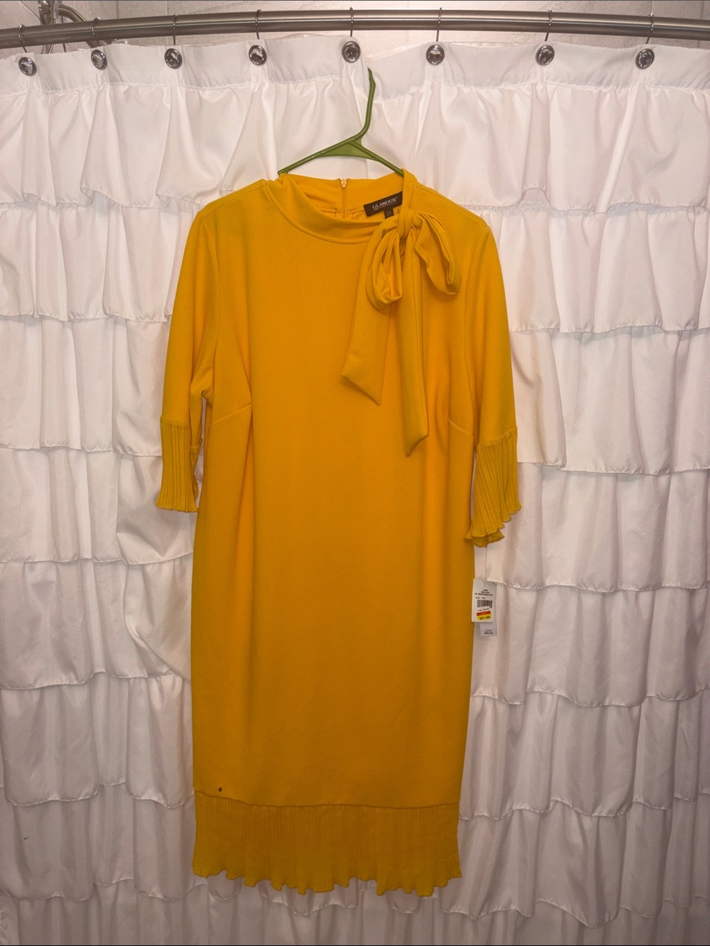 Glamour Mustard Bow-Detail Midi Dress